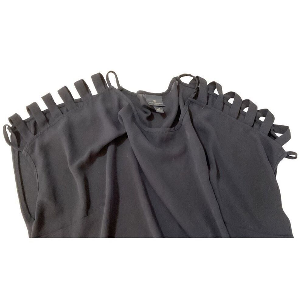 Worthington Caged Shoulder Black Blouse  1X